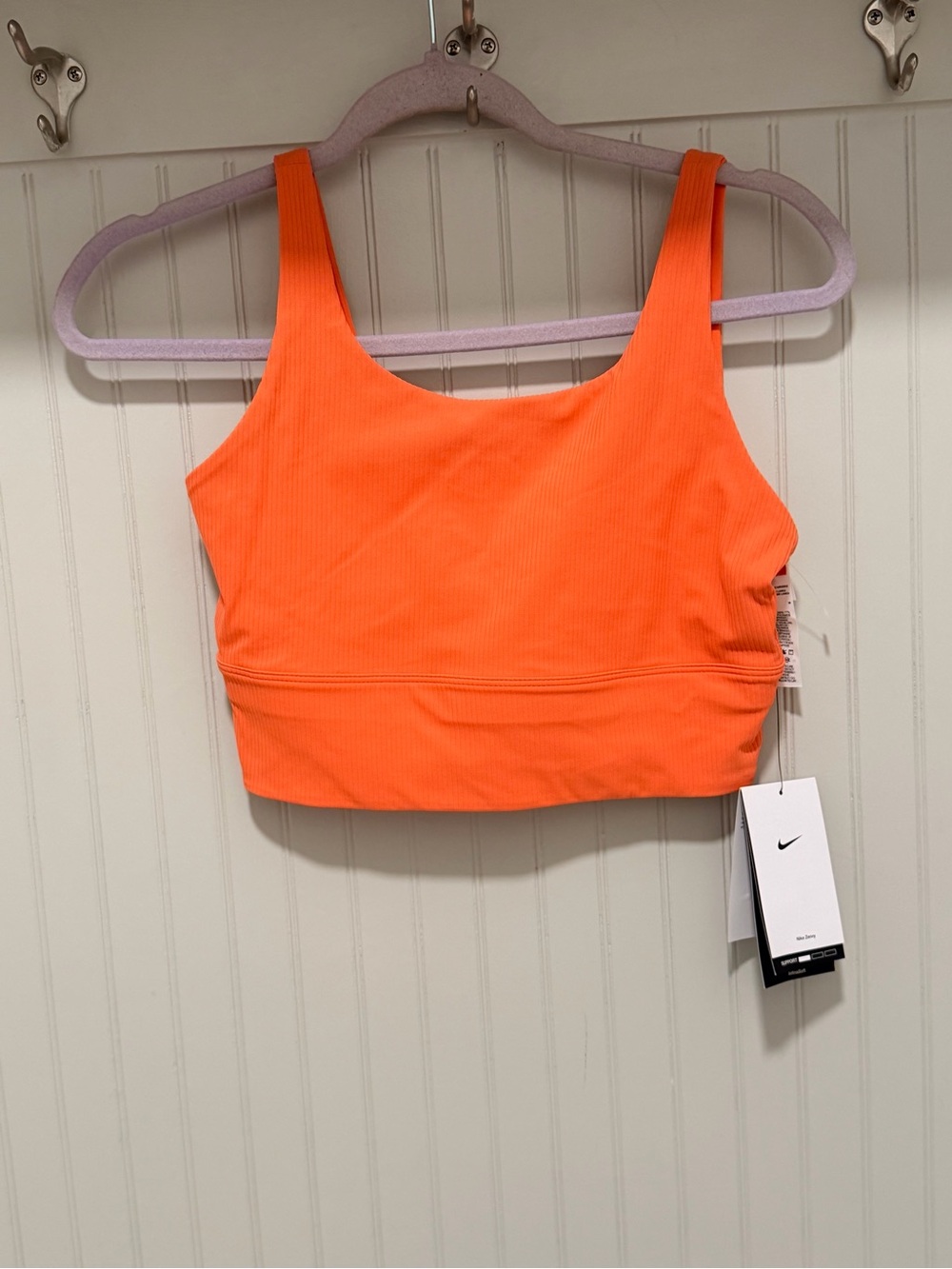 Nike Bright Orange Ribbed Crop Sports Bra